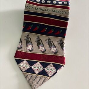 Tabasco Red and Blue Baseball Pattern Tie